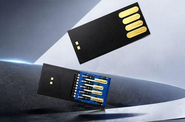 UDP module shown front and back, with the PCB and controller chip visible from the reverse